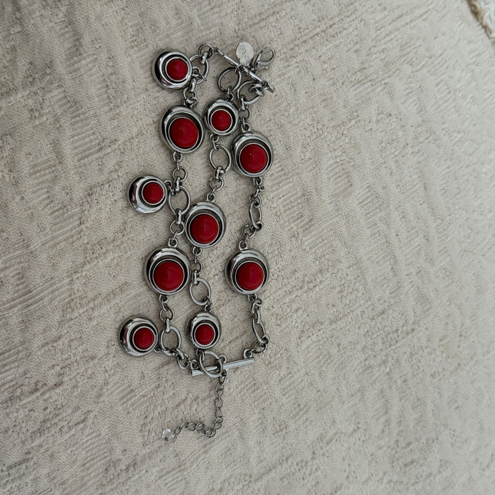 White House Black Market Silver and Red Bracelet